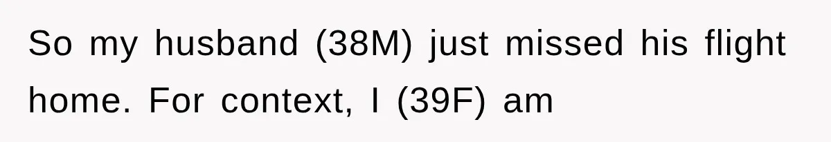 So my husband (38M) just missed his flight home. For context, I (39F) am