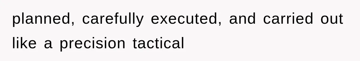 planned, carefully executed, and carried out like a precision tactical