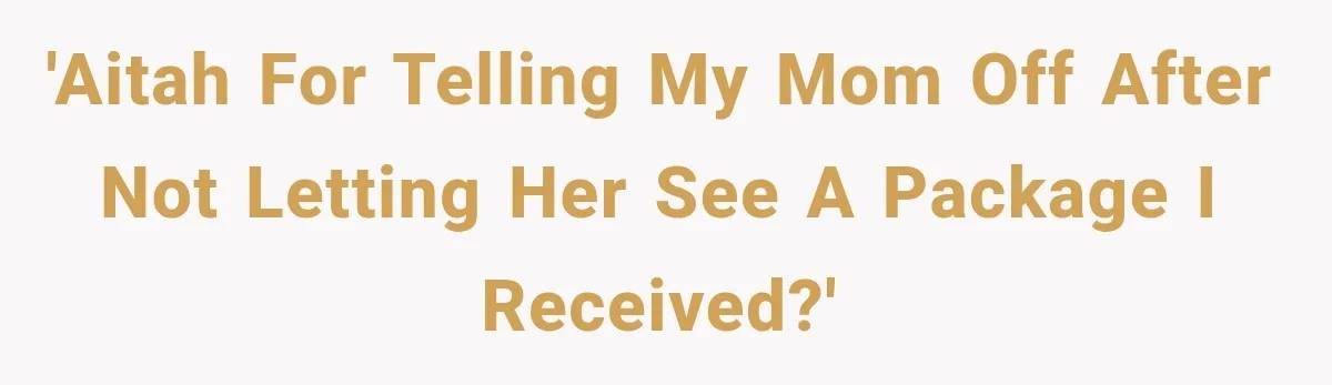 'AITAH for telling my mom off after not letting her see a package I received?'