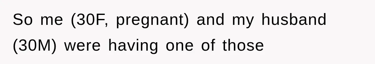 So me (30F, pregnant) and my husband (30M) were having one of those