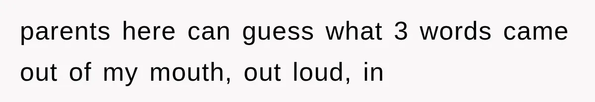parents here can guess what 3 words came out of my mouth, out loud, in