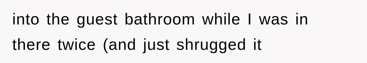 into the guest bathroom while I was in there twice (and just shrugged it