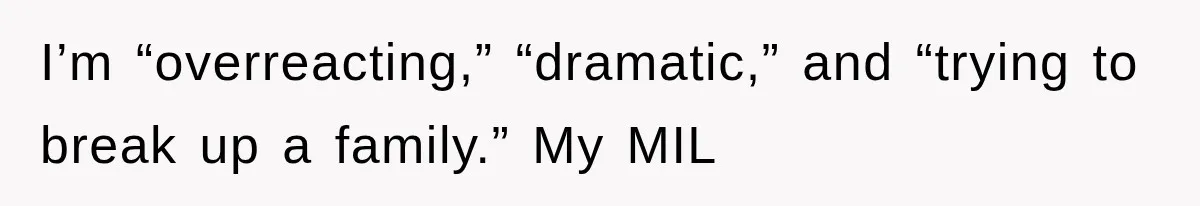 I’m “overreacting,” “dramatic,” and “trying to break up a family.” My MIL