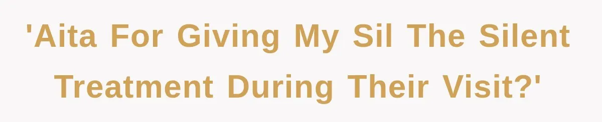'AITA for giving my SIL the silent treatment during their visit?'