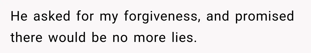 He asked for my forgiveness, and promised there would be no more lies.