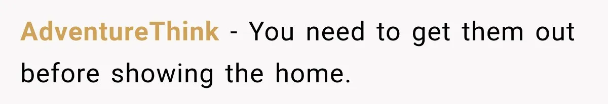 AdventureThink − You need to get them out before showing the home.