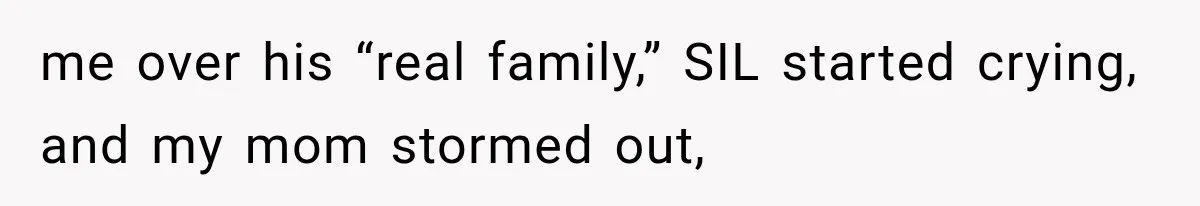 me over his “real family,” SIL started crying, and my mom stormed out,