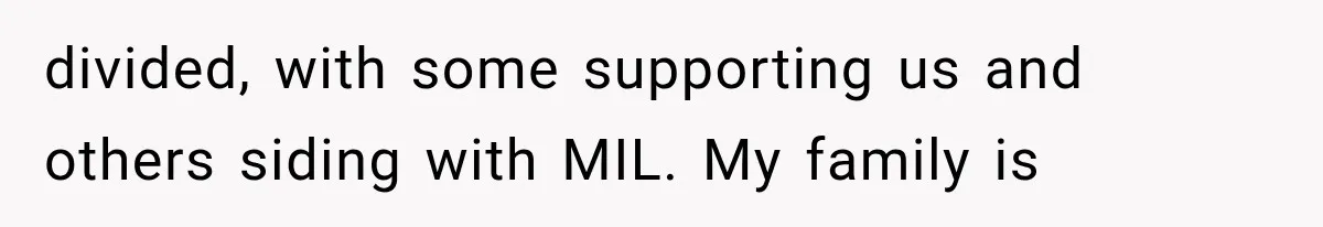 divided, with some supporting us and others siding with MIL. My family is