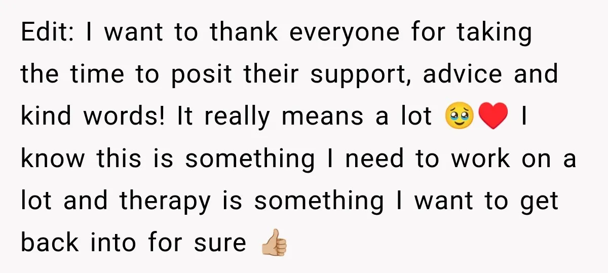 Her Ex Married Someone Else Just Months After Their Breakup, and Years Later She Still Couldn’t Stop Comparing Herself Edit: I want to thank everyone for taking the time to posit their support, advice and kind words! It really means a lot 🥹♥️ I know this is something I...