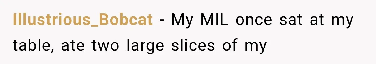 Illustrious_Bobcat − My MIL once sat at my table, ate two large slices of my