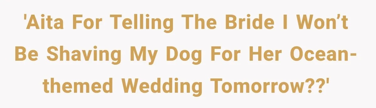 'AITA for telling the bride I won’t be shaving my dog for her ocean-themed wedding tomorrow??'