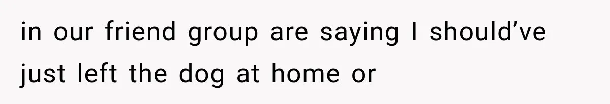 in our friend group are saying I should’ve just left the dog at home or