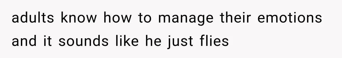 adults know how to manage their emotions and it sounds like he just flies