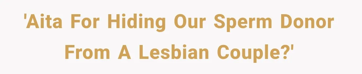 'AITA for hiding our sperm donor from a lesbian couple?'
