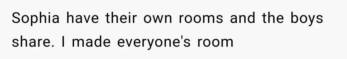 Sophia have their own rooms and the boys share. I made everyone's room