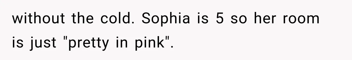 without the cold. Sophia is 5 so her room is just "pretty in pink".