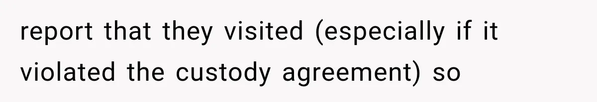 report that they visited (especially if it violated the custody agreement) so