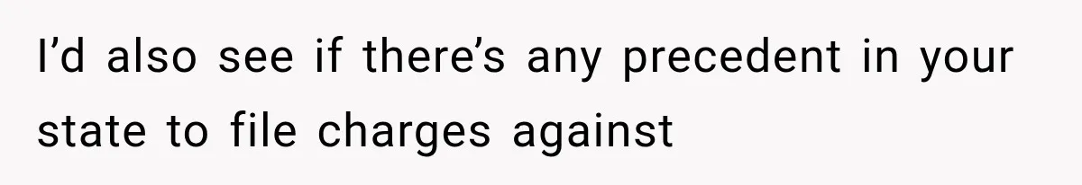 I’d also see if there’s any precedent in your state to file charges against