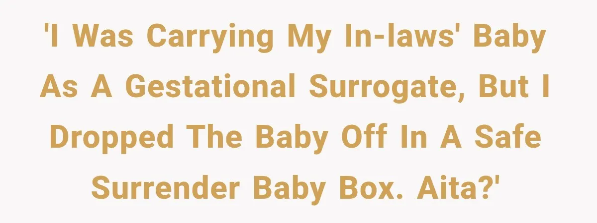 'I was carrying my in-laws' baby as a gestational surrogate, but I dropped the baby off in a safe surrender baby box. AITA?'