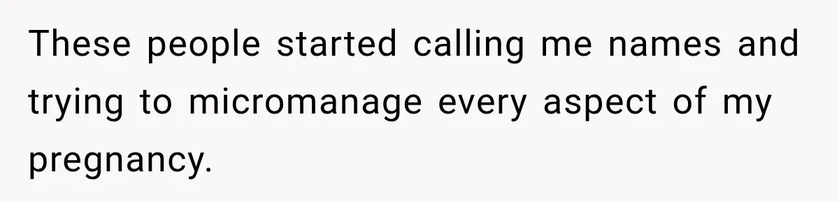 These people started calling me names and trying to micromanage every aspect of my pregnancy.