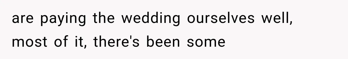Woman Falls in Love With Gifted Wedding Dress, Until Aunt Reveals Her Hidden Plan are paying the wedding ourselves well, most of it, there's been some