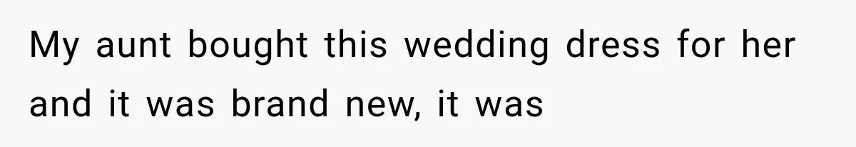 Woman Falls in Love With Gifted Wedding Dress, Until Aunt Reveals Her Hidden Plan My aunt bought this wedding dress for her and it was brand new, it was