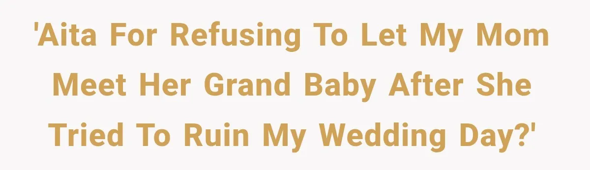 'AITA for refusing to let my mom meet her grand baby after she tried to ruin my wedding day?'
