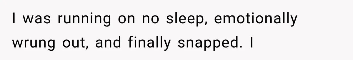 I was running on no sleep, emotionally wrung out, and finally snapped. I