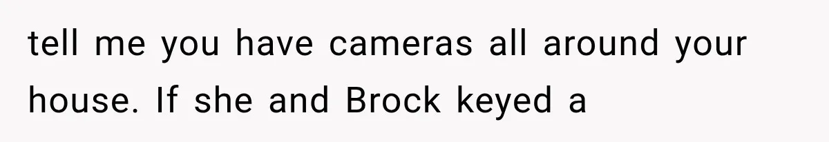 tell me you have cameras all around your house. If she and Brock keyed a