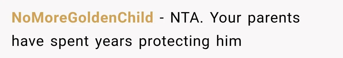 NoMoreGoldenChild − NTA. Your parents have spent years protecting him