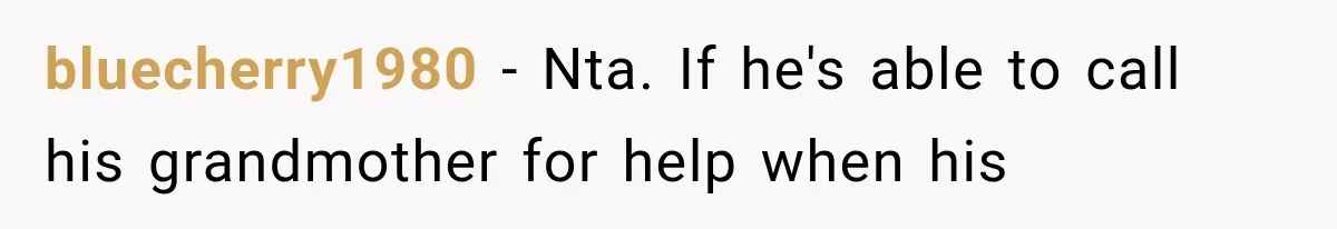 bluecherry1980 − Nta. If he's able to call his grandmother for help when his