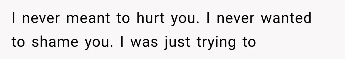 I never meant to hurt you. I never wanted to shame you. I was just trying to