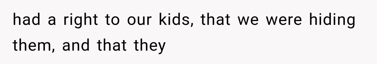 had a right to our kids, that we were hiding them, and that they