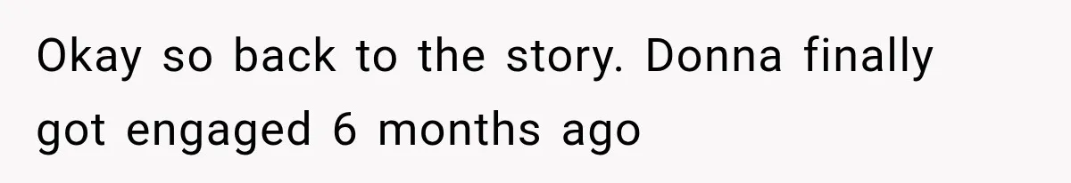 Okay so back to the story. Donna finally got engaged 6 months ago