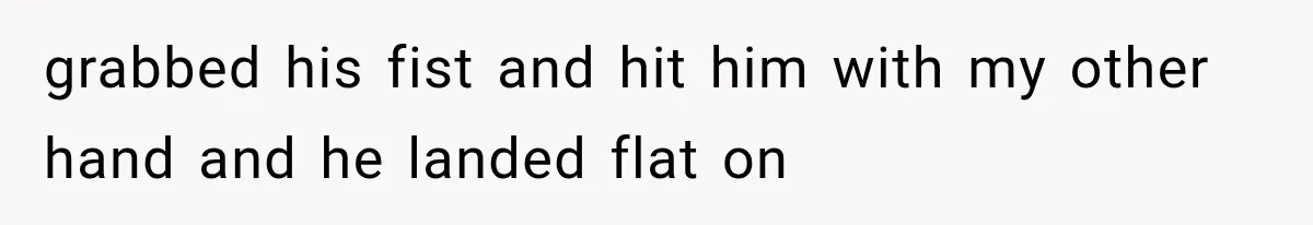grabbed his fist and hit him with my other hand and he landed flat on