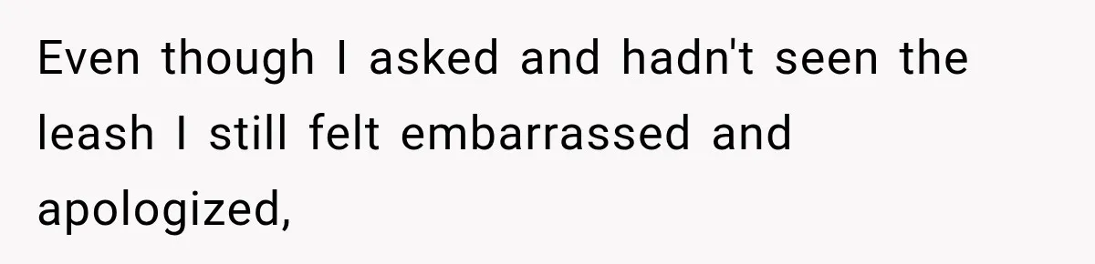 Even though I asked and hadn't seen the leash I still felt embarrassed and apologized,