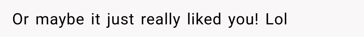 Or maybe it just really liked you! Lol