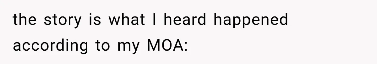 the story is what I heard happened according to my MOA: