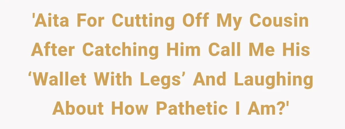 'AITA for cutting off my cousin after catching him call me his ‘wallet with legs’ and laughing about how pathetic I am?'