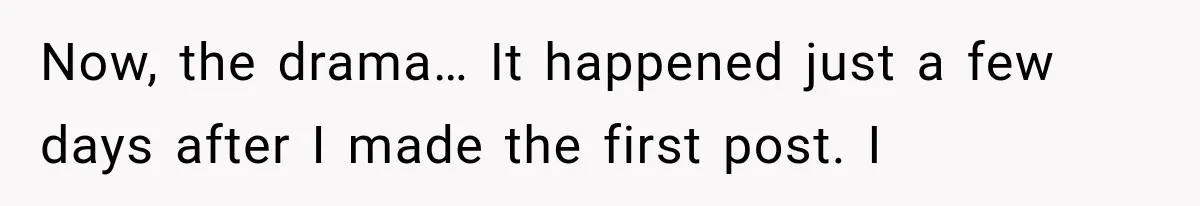 Now, the drama… It happened just a few days after I made the first post. I