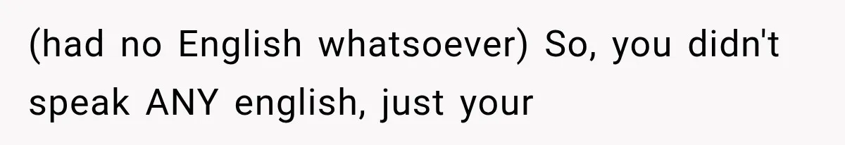 Woman Cuts Off Mother After Years of Neglect, Then Her Mom Demands Access to the Grandchildren (had no English whatsoever) So, you didn't speak ANY english, just your