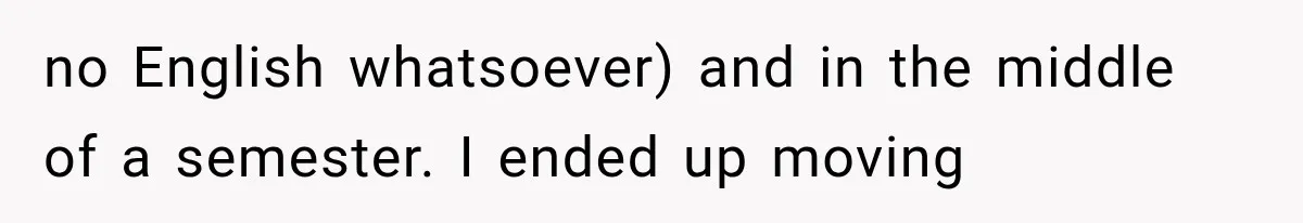 Woman Cuts Off Mother After Years of Neglect, Then Her Mom Demands Access to the Grandchildren no English whatsoever) and in the middle of a semester. I ended up moving