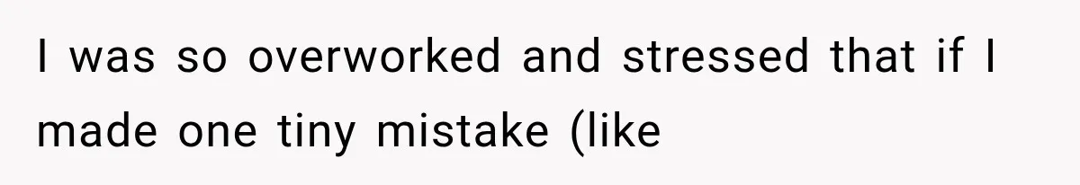 I was so overworked and stressed that if I made one tiny mistake (like