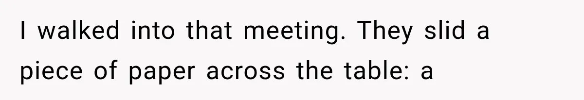 I walked into that meeting. They slid a piece of paper across the table: a