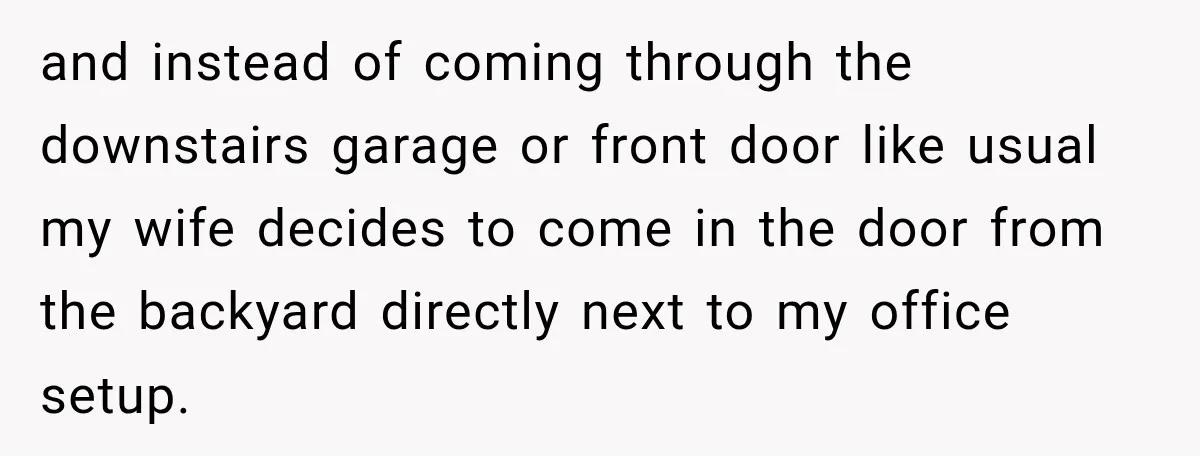 Wife Crawls Into Video Meeting, But Husband Turns Awkward Moment Into Comedy Gold and instead of coming through the downstairs garage or front door like usual my wife decides to come in the door from the backyard directly next to my office setup.