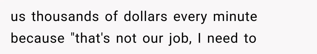 us thousands of dollars every minute because "that's not our job, I need to