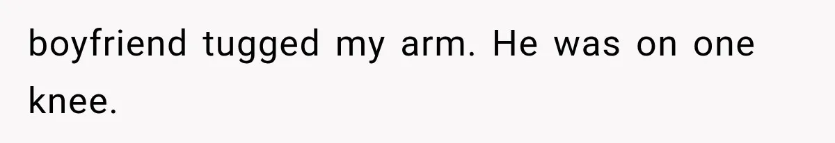 boyfriend tugged my arm. He was on one knee.