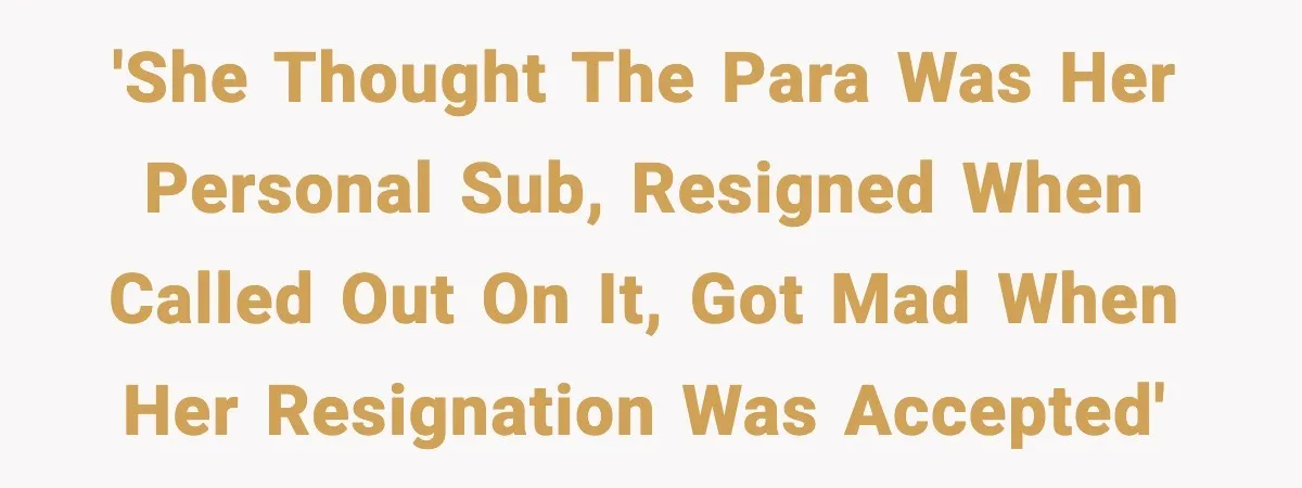 'She thought the para was her personal sub, resigned when called out on it, got mad when her resignation was accepted'