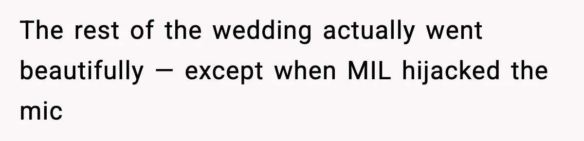 The rest of the wedding actually went beautifully — except when MIL hijacked the mic