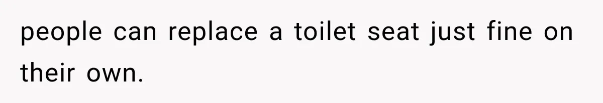 people can replace a toilet seat just fine on their own.
